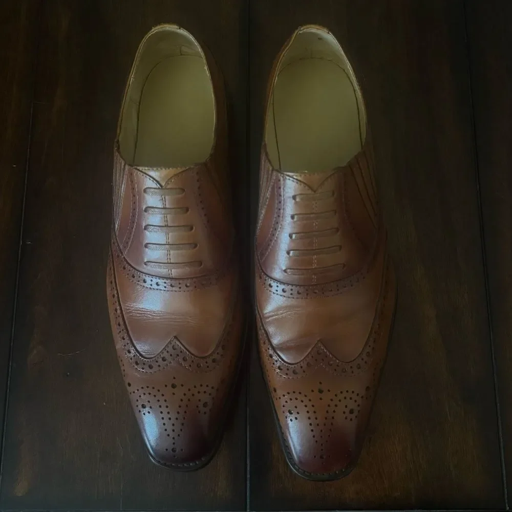 Maison Forte Classic Brown Leather Men's Dress Shoes 9